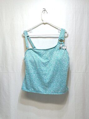 Time And Tru Tankini Top One-Shoulder Cutout Swimsuit Women's Size 1X (16W-18W)